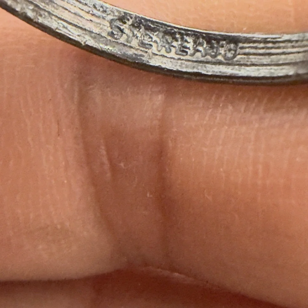 Vintage Sterling Silver Native American Ladies Petite Turquoise Inlay Ring 6.5